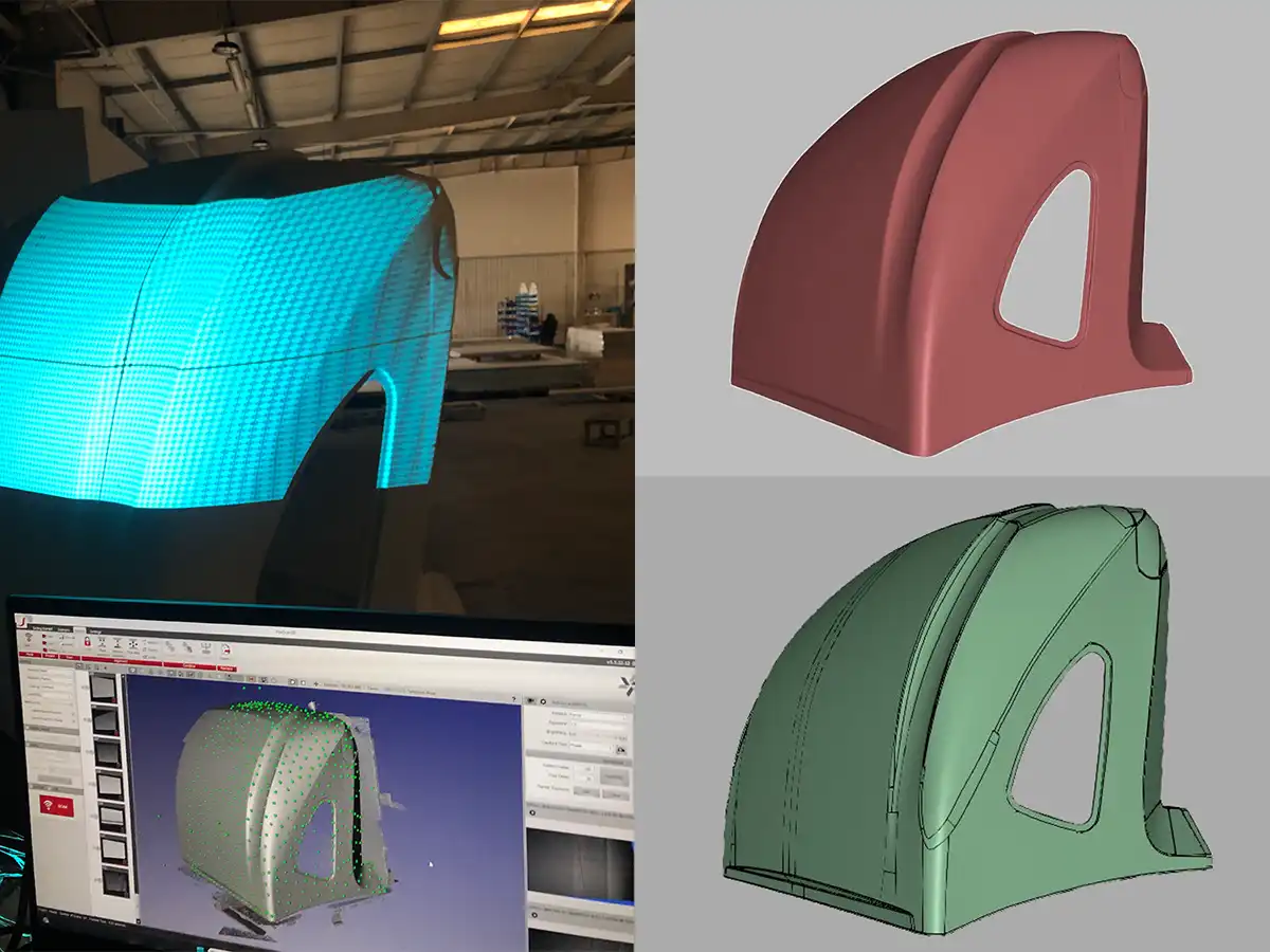 3D-Scanning eines Fahrzeug-Karosserieteils zur Design-Optimierung.