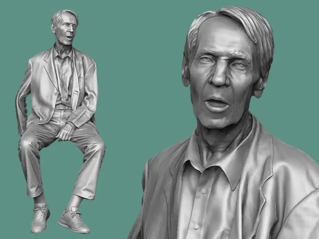 Manuelle Aufbereitung des Modells in ZBrush: Bereinigung des Polygonnetzes und gezielte Rekonstruktion charakteristischer Details.