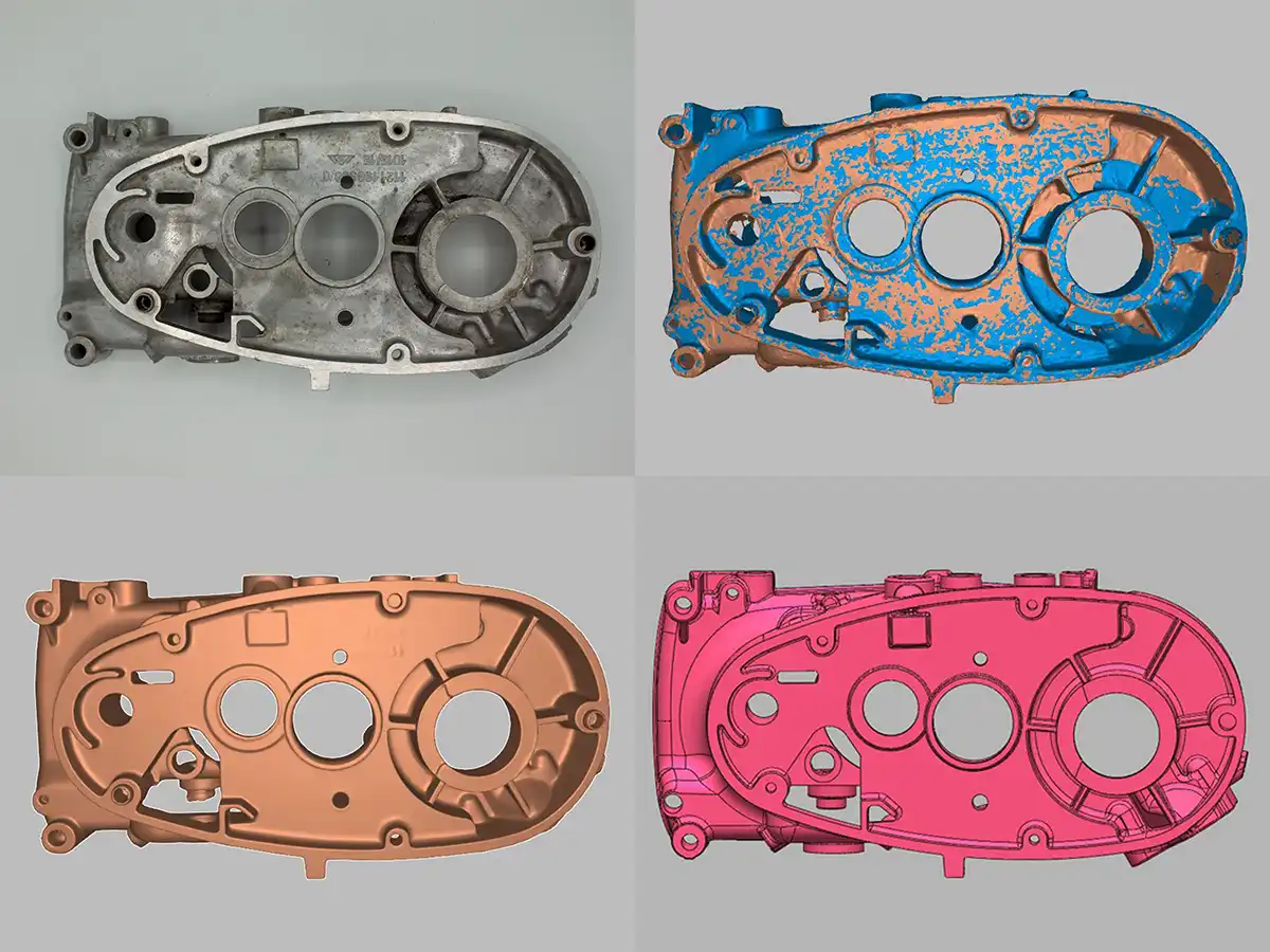 Flächenrückführung eines komplexen Gussgehäuses vom Scan zum CAD-Modell.